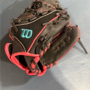 Black and Pink Kids Softball Glove 11 1/2”